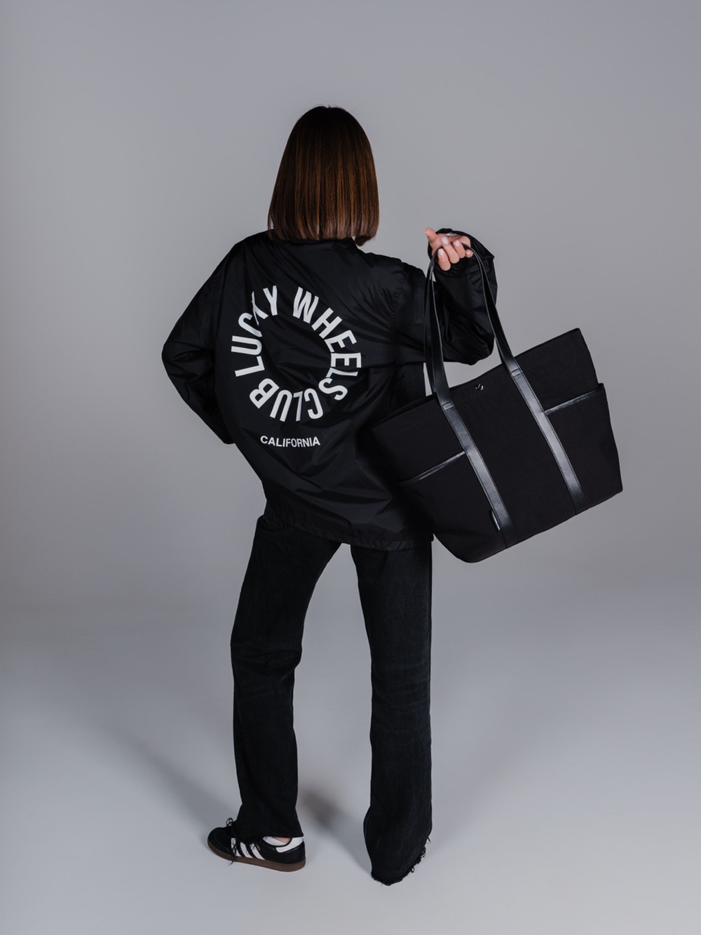 Black Tote Bag with Snap Closure